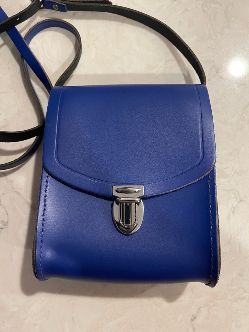 Cambridge Satchel Company Blue Leather Crossbody Festival Bag